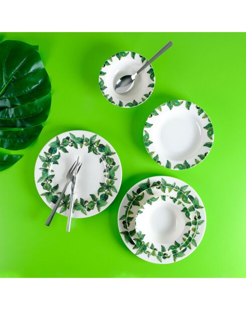 Servizio da tavola bianco/verde - 18 pezzi