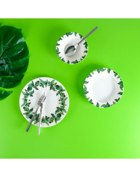 Servizio da tavola bianco/verde - 18 pezzi