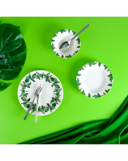 Servizio da tavola bianco/verde - 18 pezzi