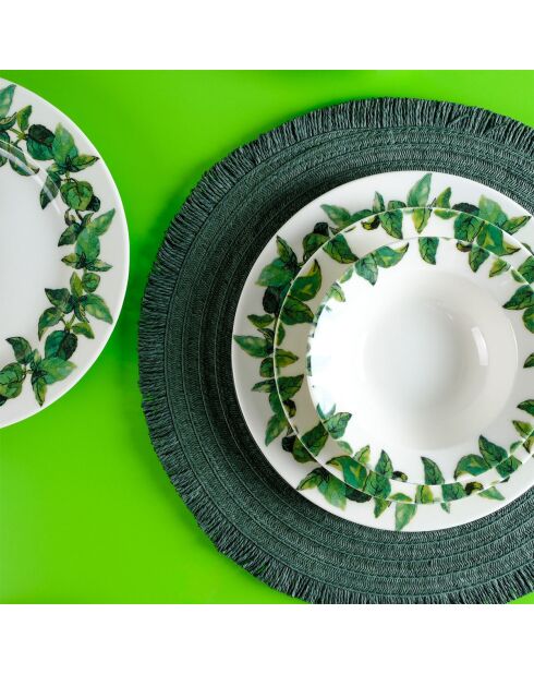 Servizio da tavola bianco/verde - 18 pezzi