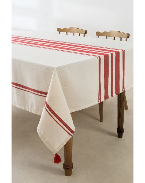 Mantel blanco/rojo - 160x220 cm