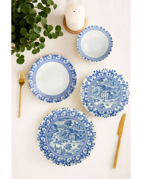 Service de table bleu//bleu foncé - 24 pièces