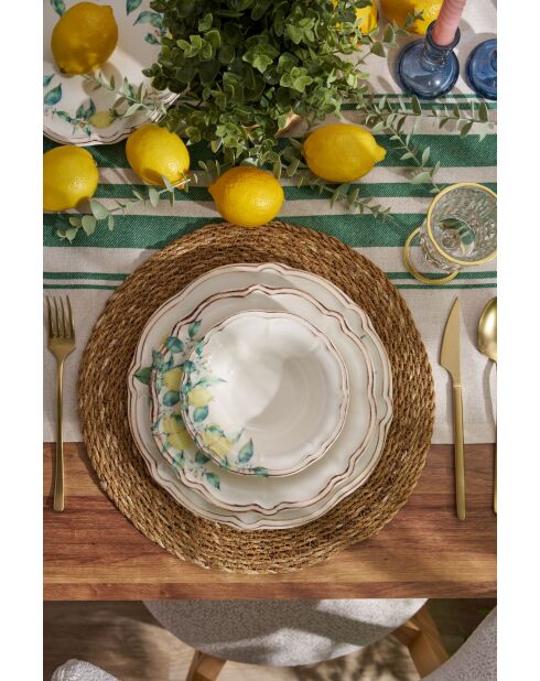 Servizio da tavola verde/giallo/marrone - 24 pezzi