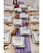Servizio da tavola bianco/viola - 24 pezzi