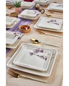 Servizio da tavola bianco/viola - 24 pezzi