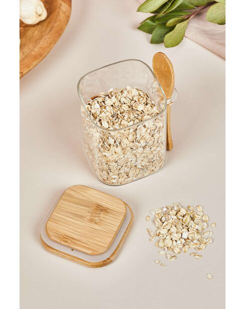 Bocal avec couvercle et cuillère transparent - 10x8 cm