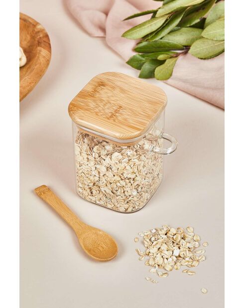 Bocal avec couvercle et cuillère transparent - 10x8 cm