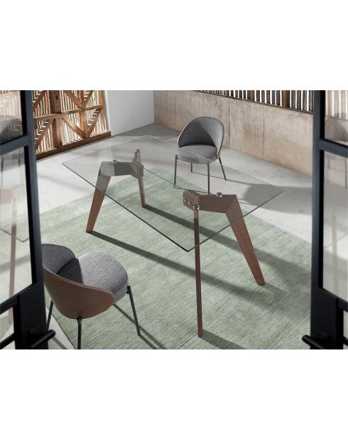 Chaise assise et dossier revêtus de tissu gris - 6,5x49x56 cm