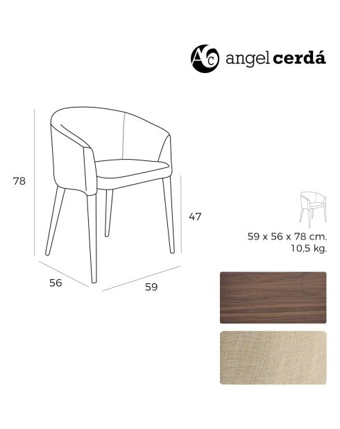 Fauteuil Noyer Beige - 10x59x56 cm