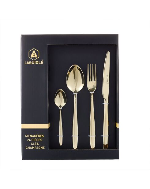 Set posate Cléa champagne 24 pezzi