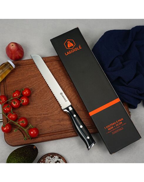 Couteau à pain essentials noir - 33,3 cm