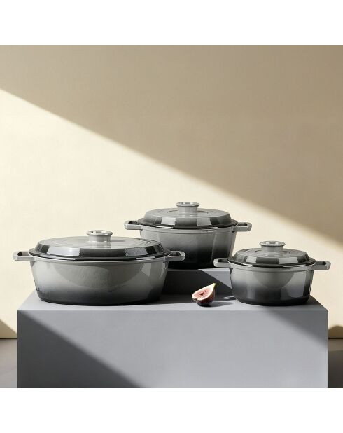 Cocotte en fonte ovale MasseIron Ardoise grise/noire