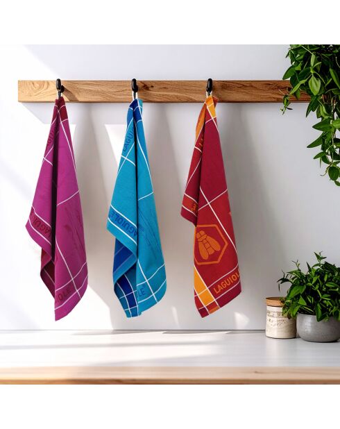 3 Jacquard-Geschirrtücher aus der lila Tartan-Kollektion, 50 x 70 cm