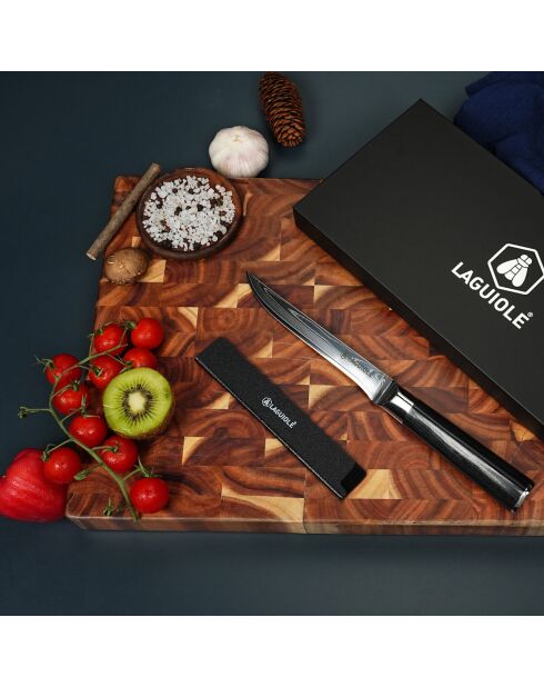 Couteau à désosser damas avec étui core noir - 20,6 cm