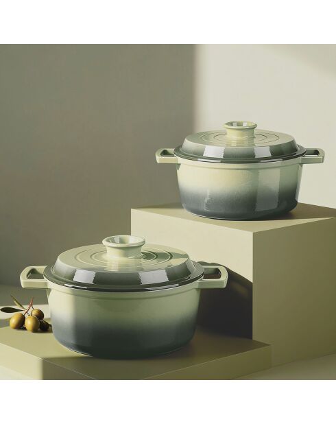 Cocotte en fonte ronde MasseIron Olivine verte/noire