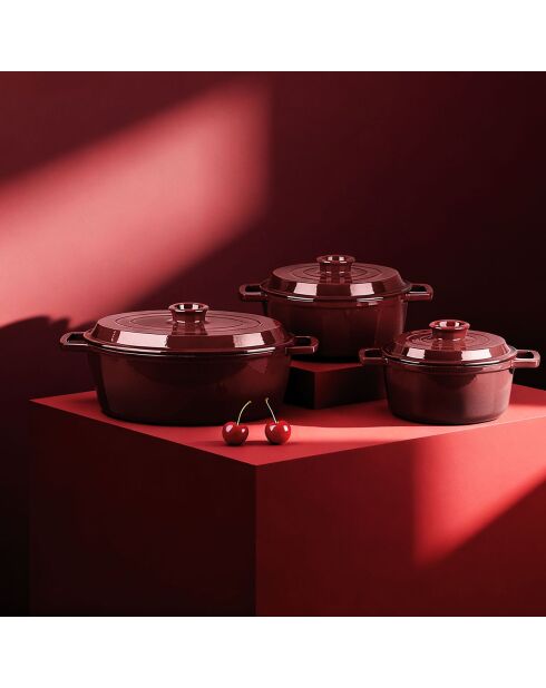Cocotte en fonte ronde MasseIron Merlot bordeau/noire - 20x10cm