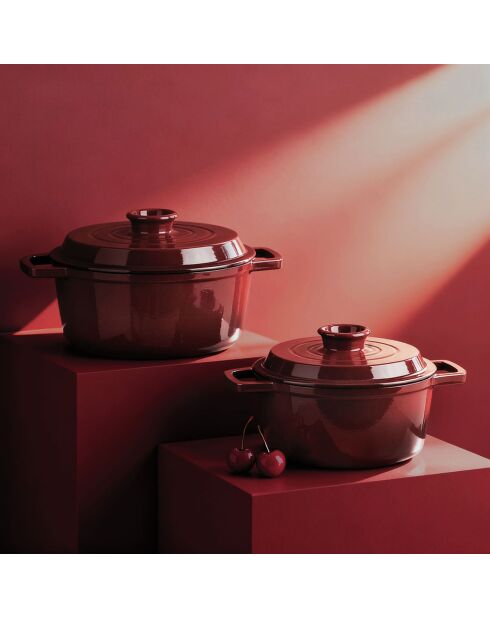 Cocotte en fonte ronde MasseIron Merlot bordeau/noire - 20x10cm