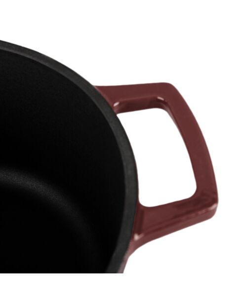 Cocotte en fonte ronde MasseIron Merlot bordeau/noire - 20x10cm