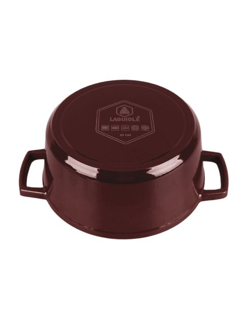 Cocotte en fonte ronde MasseIron Merlot bordeau/noire - 20x10cm