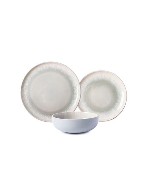 Juego de vajilla Iris de gres reactivo azul/gris, 18 piezas