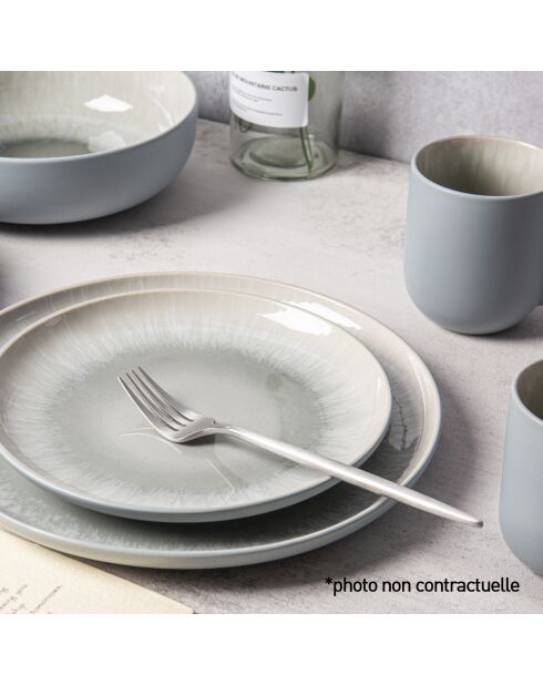 Juego de vajilla Iris de gres reactivo azul/gris, 18 piezas