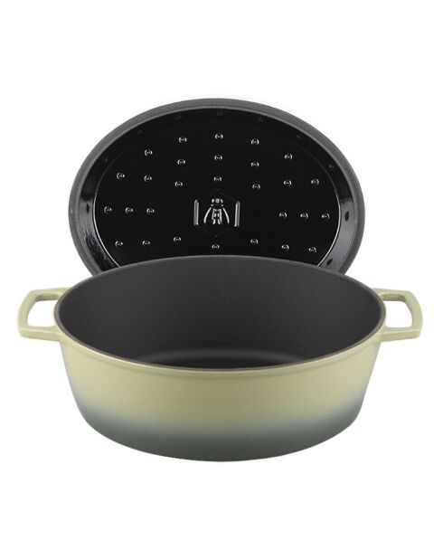 Cocotte en fonte ovale MasseIron Olivine verte/noire