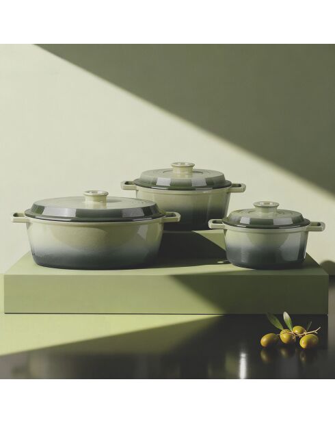 Cocotte en fonte ovale MasseIron Olivine verte/noire