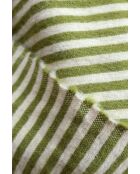 Plaid berbero con pompon senape a strisce kaki - 250x150 cm