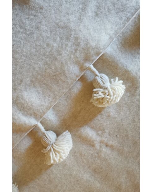 Tela escocesa bereber con pompón blanco-250x150cm