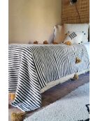 Plaid berbero con pompon alla senape - 250x150 cm