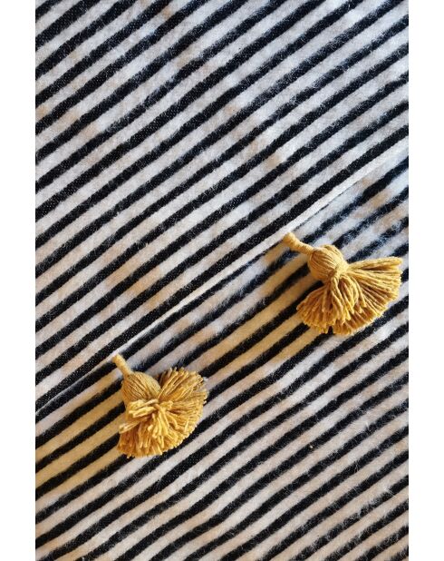 Plaid berbère pompon moutarde-250x150cm