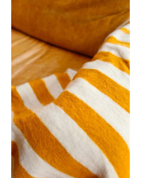 Plaid berbère rayures moutarde-300x200cm