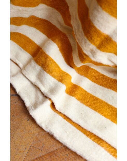Plaid berbère rayures moutarde-300x200cm