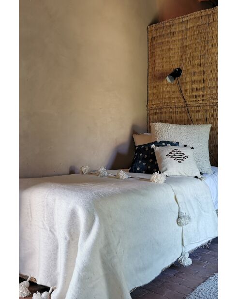 Plaid berbère pompon blanc-300x200cm