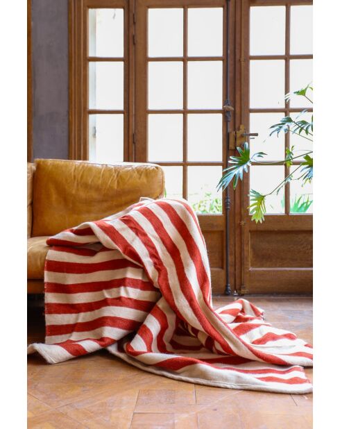 Plaid berbère rayures rouges-300x200cm