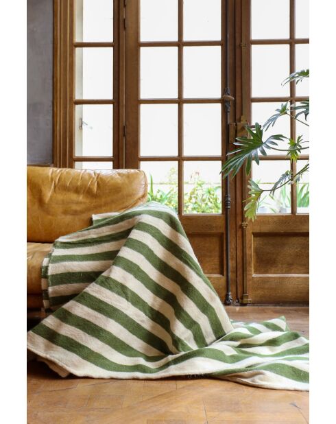 Plaid berbero con strisce cachi-250x150cm