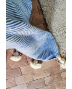 Berber plaidkwastje met blauwe strepen-300x200cm