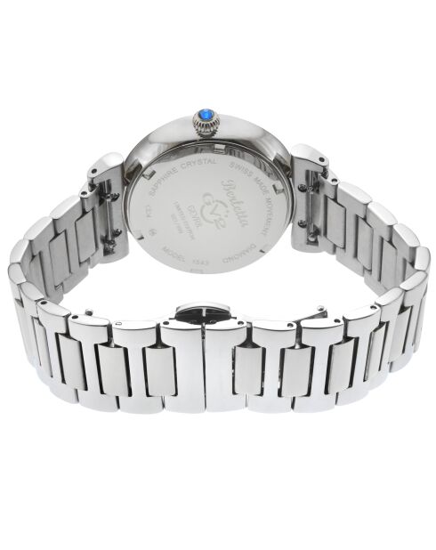 Berletta kwartshorloge voor dames in staal en zilveren diamanten