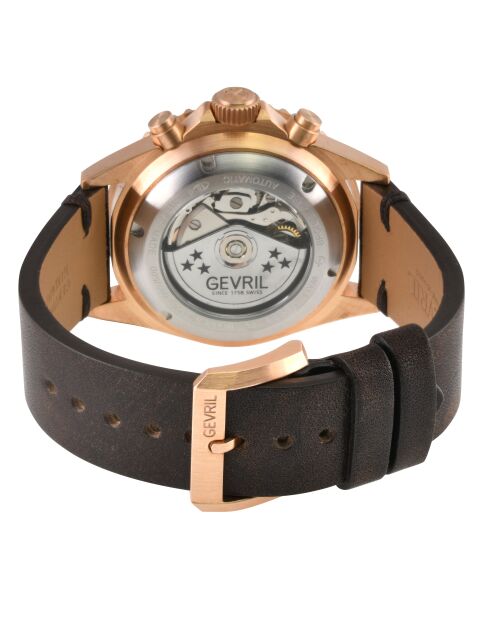 Montre Wall Street Homme automatique en cuir & Bronze marron