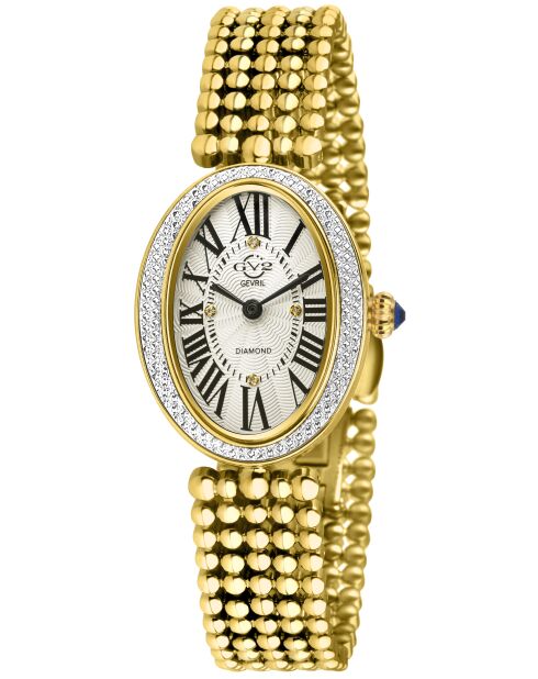 Montre quartz Femme Piazza Navona en cuir & diamants dorée