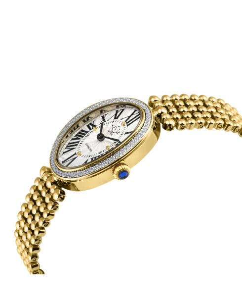 Montre quartz Femme Piazza Navona en cuir & diamants dorée