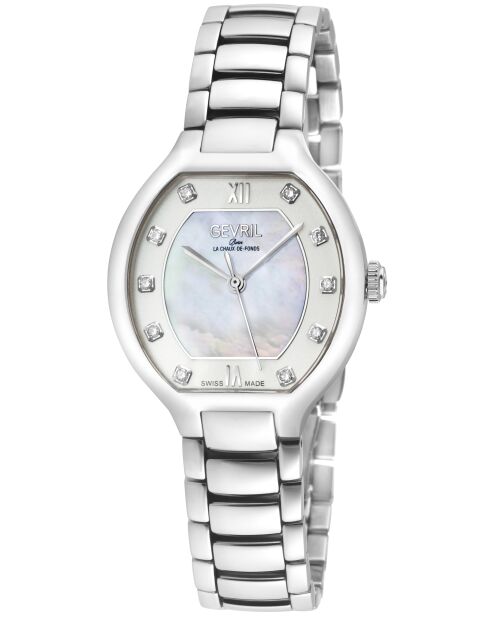 Montre Femme quartz Lugano en acier & diamant argentée