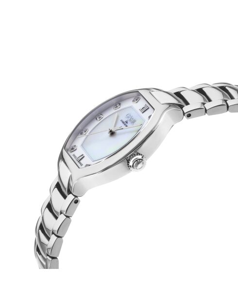 Montre Femme quartz Lugano en acier & diamant argentée
