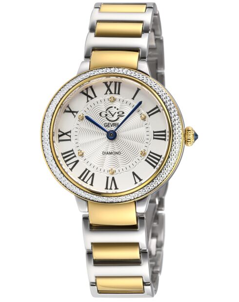 Montre Rome Femme quartz en acier & diamants bicolore