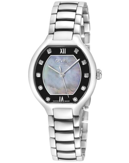 Lugano-Quarzuhr für Damen aus Stahl und silbernem Diamant