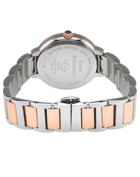 Montre Rome Femme quartz en Acier & diamants bicolore