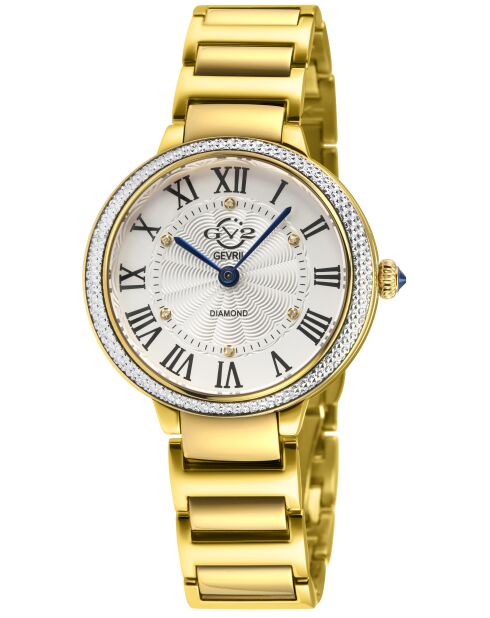 Rome kwartshorloge voor dames in staal en gouden diamanten