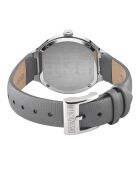 Lugano-Quarzuhr für Damen aus Leder und dunkelgrauem Diamant