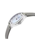 Lugano-Quarzuhr für Damen aus Leder und dunkelgrauem Diamant