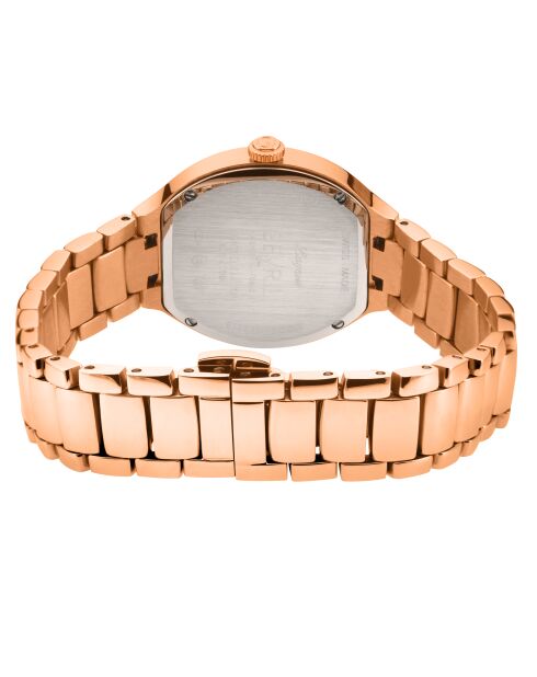 Montre Femme quartz Lugano en acier & diamant rose doré